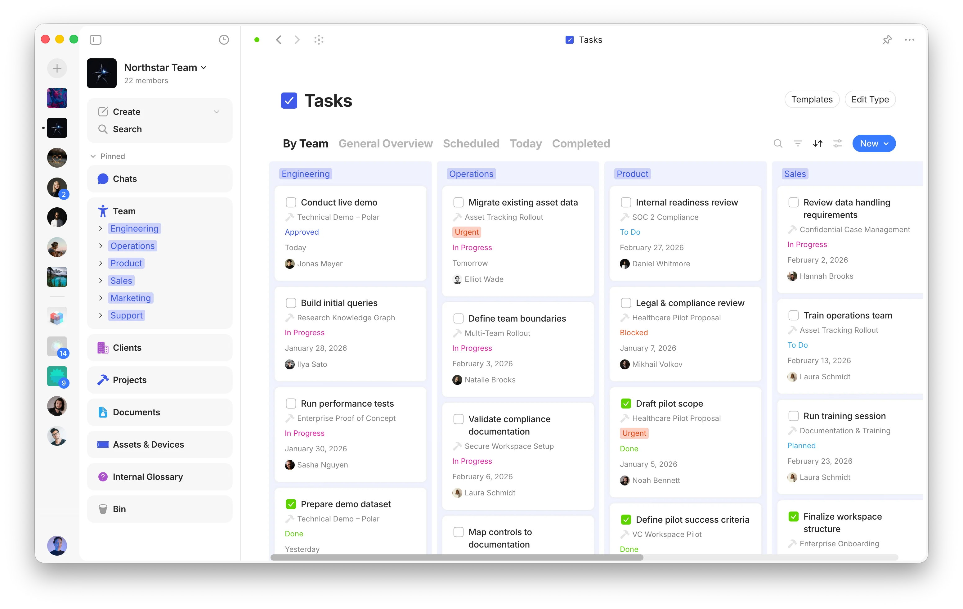Tasks view